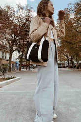 Mini sac cabas à bandoulière en coton bio noir